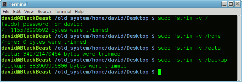 trimming the SSDs