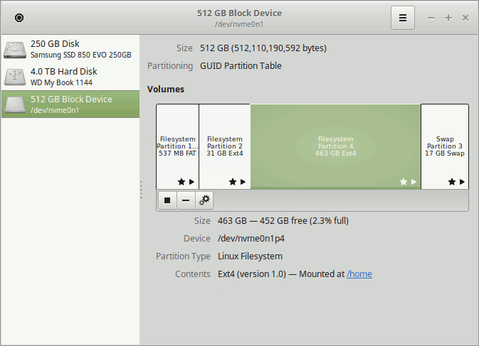 The NUC /home user partition