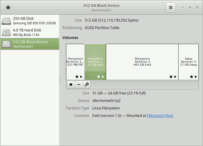 The NUC /root partition