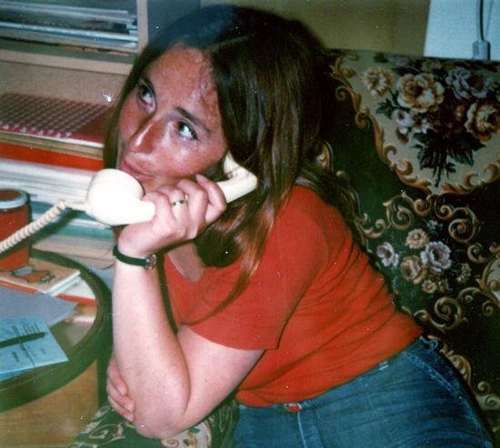 Christa calling home in 1975