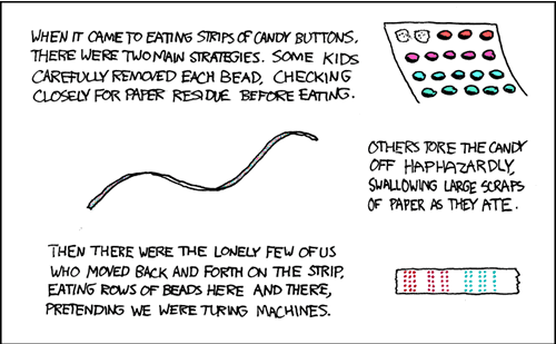 Candy buttons as a Turing machine