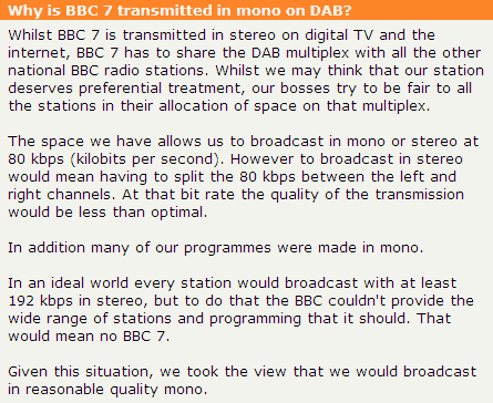BBC7 audio quality
