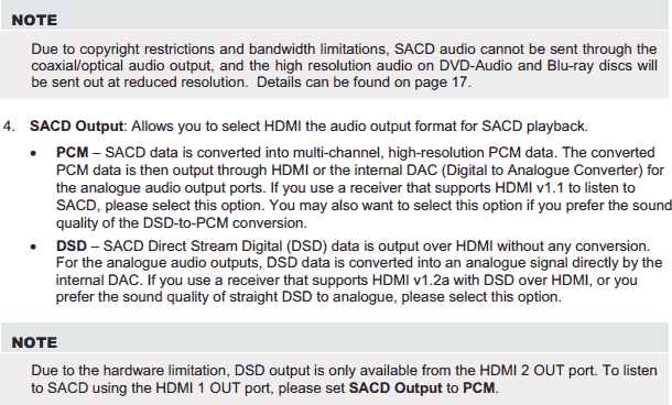 SACD audio output