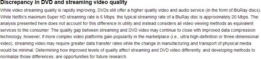 Discrepancy in DVD and streaming video quality