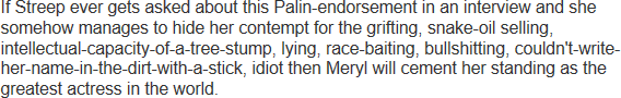 Palin as a critic