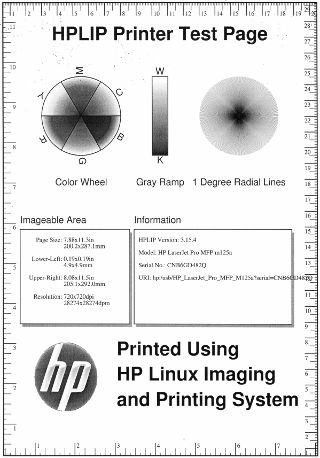 HP printer test page