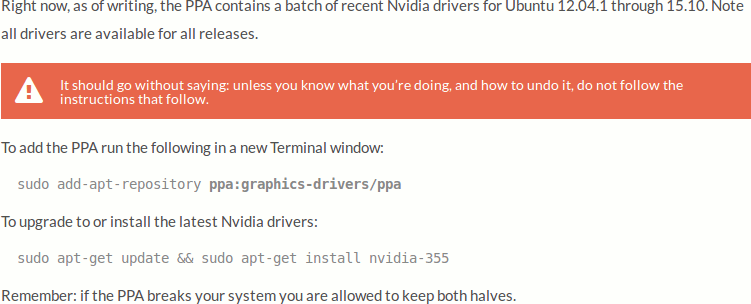 PPA for nVIDIA drivers
