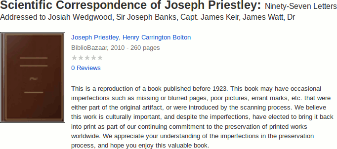 Priestley's scientific correspondence