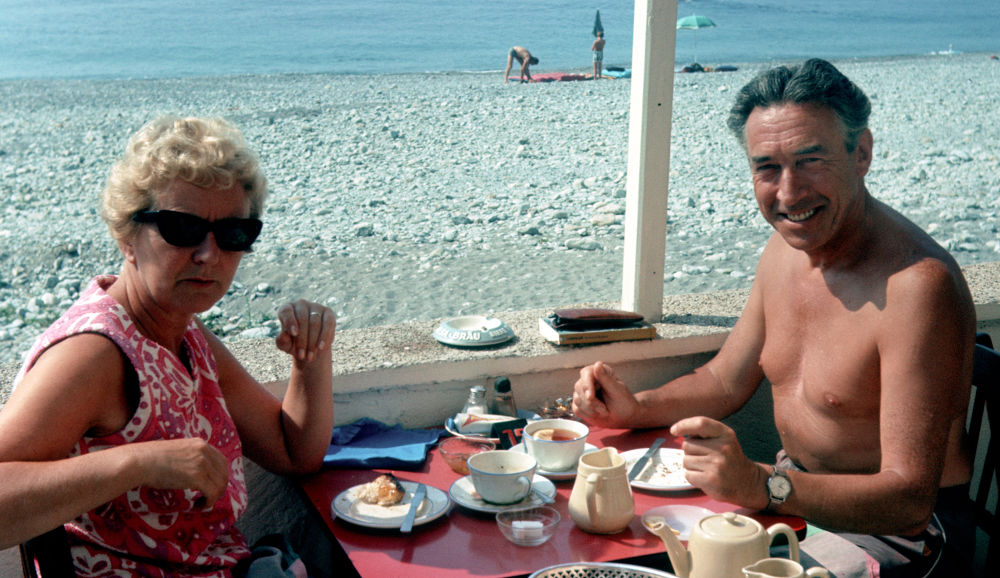 Continental breakfast on the terrace, July 1969