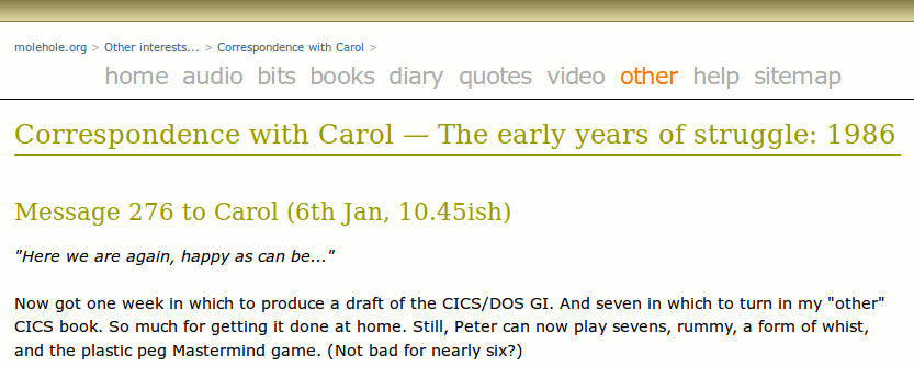 email to Carol re Mastermind
